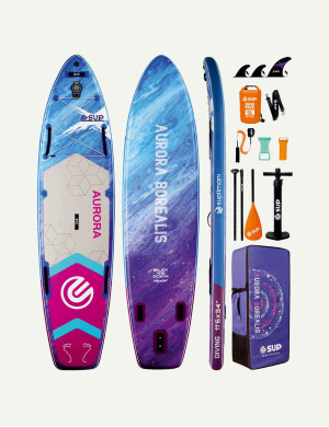 SUPLİMANI Supboard Paddle Board Şişme Sörf Tahtası Tam Set Sup Board Aurora Blue 350x86x15